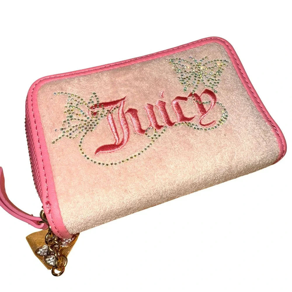 NWOT Juicy Couture Wallet Light‎ Pink Terry Cloth Logo Handbag Cardholder Wallet